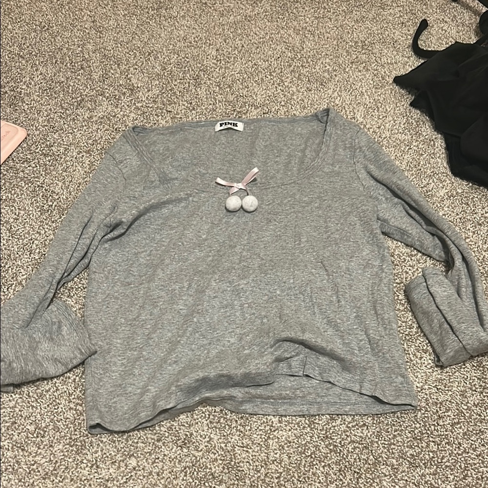 PINK Victoria's Secret Gray Pajama Top